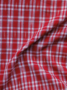 Red White Pochampally Hand Weaved Ikat Fabric Per Meter - F003F1264