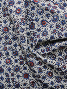 White Blue Red Ajrakh Printed Cotton Fabric Per Meter - F003F1206