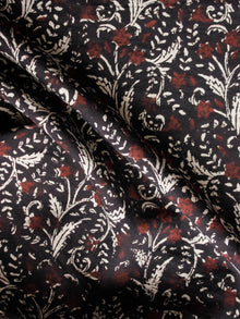 Black Brown Ivory Hand Block Printed Cotton Fabric Per Meter - F001F1381