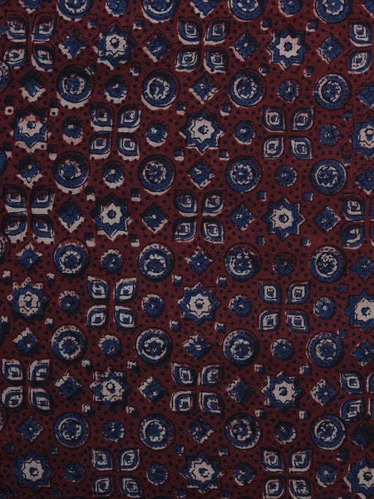 Red Blue Ajrakh Printed Cotton Fabric Per Meter - F003F1208