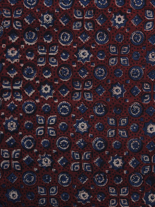 Red Blue Ajrakh Printed Cotton Fabric Per Meter - F003F1208