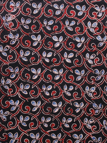 Black Maroon Ivory Blue Ajrakh Hand Block Printed Cotton Fabric Per Meter - F003F1625