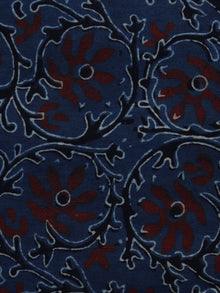 Indigo Ivory Black Rust Black Ajrakh Hand Block Printed Cotton Blouse Fabric - BPA052
