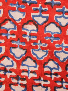 Red Indigo Beige Hand Block Printed Cotton Fabric Per Meter - F001F1382
