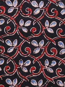Black Maroon Ivory Blue Ajrakh Hand Block Printed Cotton Fabric Per Meter - F003F1625