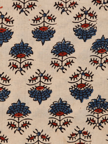Beige Indigo Black Maroon Ajrakh Hand Block Printed Cotton Fabric Per Meter - F003F1785