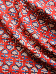 Red Indigo Beige Hand Block Printed Cotton Fabric Per Meter - F001F1382