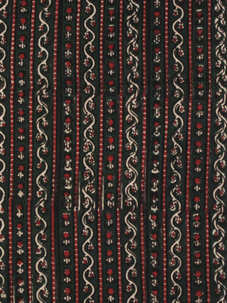 Bottle Green Red Ivory Ajrakh Hand Block Printed Cotton Fabric Per Meter - F003F2104