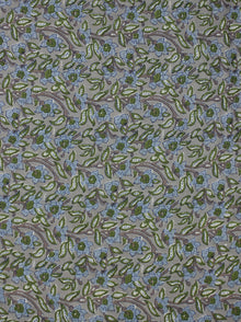 Grey Blue Green Hand Block Printed Cotton Fabric Per Meter - F001F2041