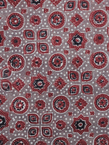 Light Brown Red Black Ajrakh Printed Cotton Fabric Per Meter - F003F1207