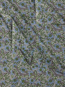 Grey Blue Green Hand Block Printed Cotton Fabric Per Meter - F001F2041