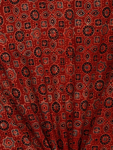 Red Black Maroon Blue Ajrakh Hand Block Printed Cotton Fabric Per Meter - F003F1786