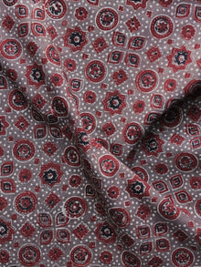 Light Brown Red Black Ajrakh Printed Cotton Fabric Per Meter - F003F1207
