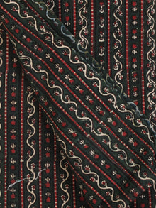 Bottle Green Red Ivory Ajrakh Hand Block Printed Cotton Fabric Per Meter - F003F2104