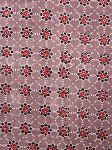 Light Brown Red Black Ajrakh Hand Block Printed Cotton Fabric Per Meter - F003F1627