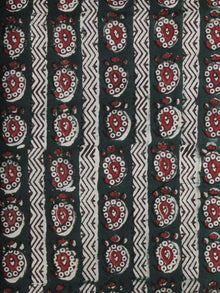Bottle Green Red Ivory Ajrakh Hand Block Printed Cotton Fabric Per Meter - F003F2105