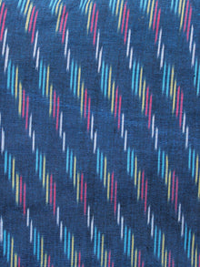Blue Yellow Lavender White Pochampally Hand Woven Ikat Cotton Fabric Per Meter - F002F1455