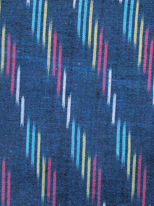 Blue Yellow Lavender White Pochampally Hand Woven Ikat Cotton Fabric Per Meter - F002F1455
