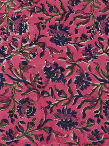 Pink Indigo Green Hand Block Printed Cotton Fabric Per Meter - F001F2044