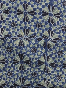 Indigo Olive green Black Ajrakh Printed Cotton Fabric Per Meter - F003F1210