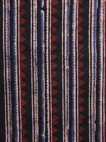 Black Maroon Blue Beige Ajrakh Hand Block Printed Cotton Blouse Fabric - BPA077