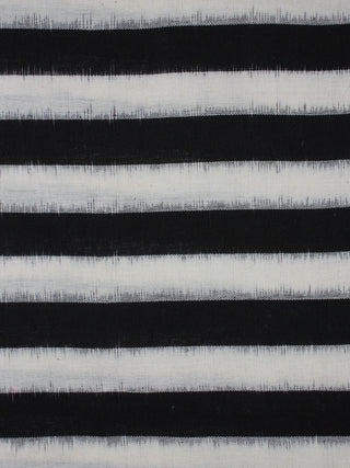 Black White Pochampally Hand Weaved Double Ikat Fabric Per Meter - F091F763