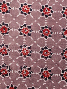 Light Brown Red Black Ajrakh Hand Block Printed Cotton Fabric Per Meter - F003F1627