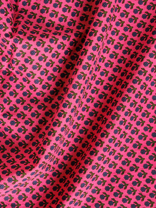 Pink Green Hand Block Printed Cotton Fabric Per Meter - F001F1878