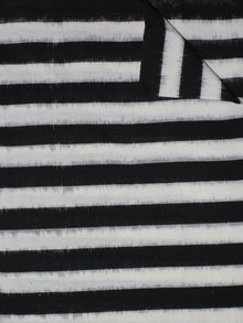 Black White Pochampally Hand Weaved Double Ikat Fabric Per Meter - F091F763