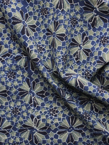 Indigo Olive green Black Ajrakh Printed Cotton Fabric Per Meter - F003F1210