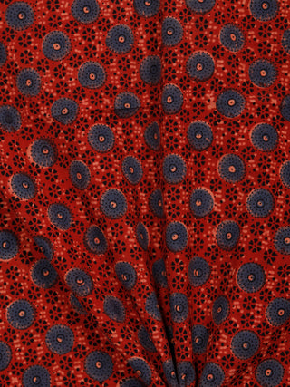 Red Indigo Black Beige Ajrakh Hand Block Printed Cotton Fabric Per Meter - F003F1787