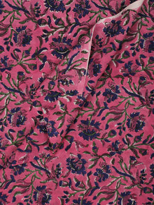 Pink Indigo Green Hand Block Printed Cotton Fabric Per Meter - F001F2044