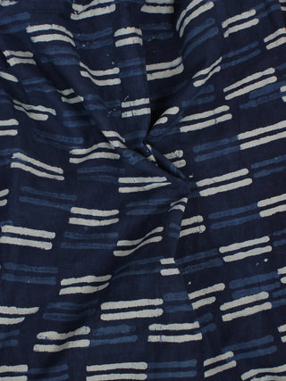 Indigo White Hand Block Printed Cotton  Cambric Fabric Per Meter - F0916032