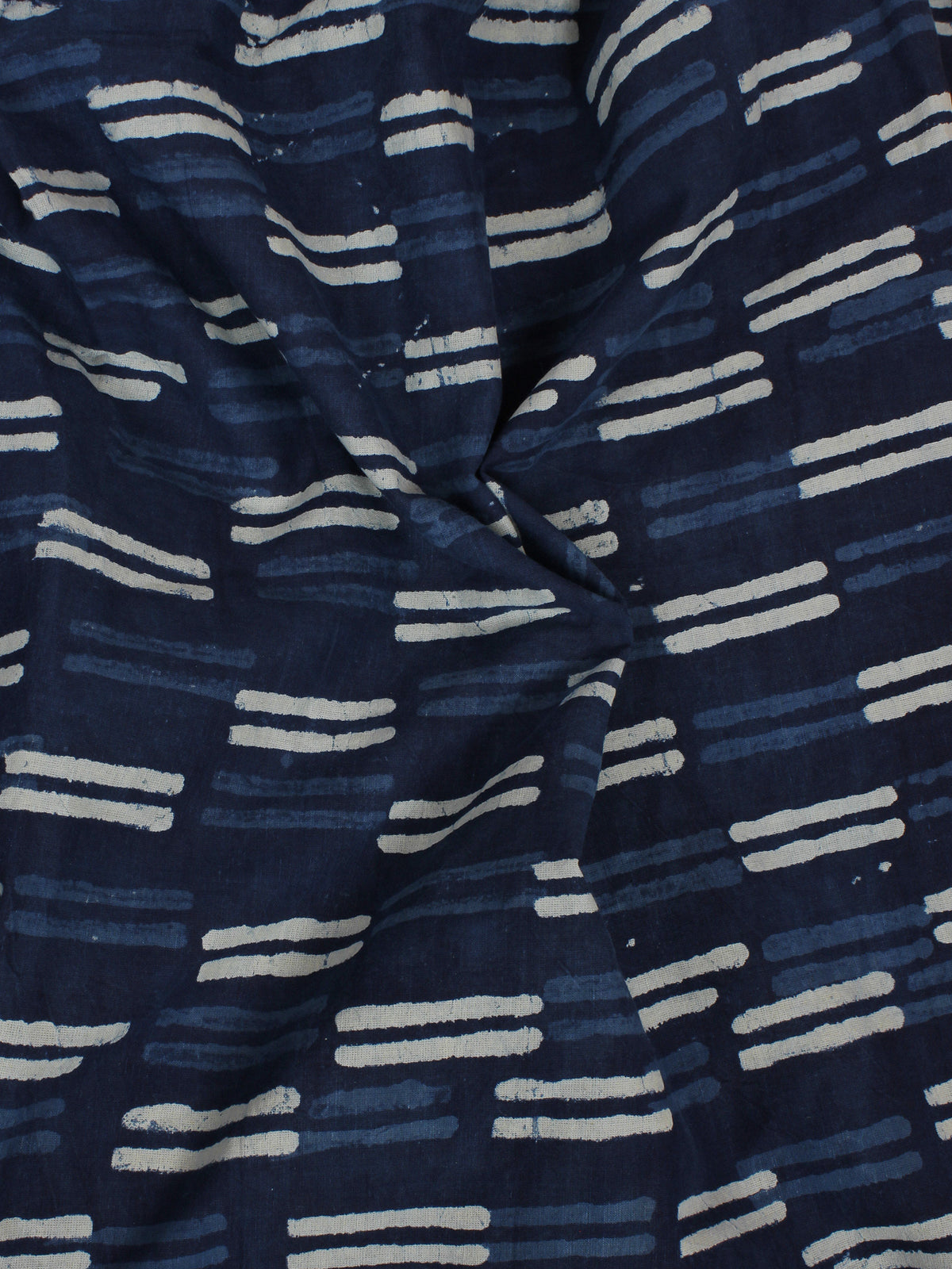 Indigo White Hand Block Printed Cotton  Cambric Fabric Per Meter - F0916032
