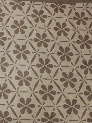 Beige Hand Block Printed Cotton Cambric Fabric Per Meter - F0916040