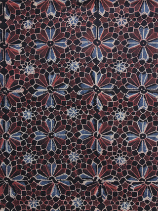 Maroon Black Blue Black Ajrakh Printed Cotton Fabric Per Meter - F003F1209