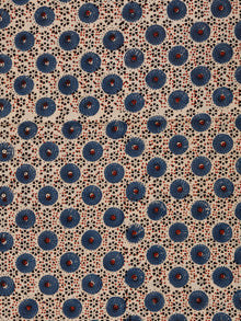 Beige Indigo Black Rust Ajrakh Hand Block Printed Cotton Fabric Per Meter - F003F1788