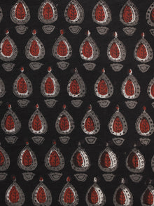 Black Marnoon Kasish Hand Block Printed Cotton Fabric Per Meter - F001F1100