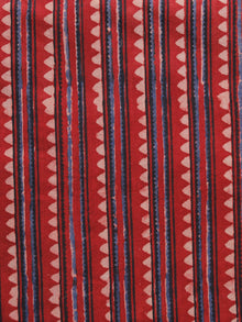 Red Blue Black Beige Ajrakh Hand Block Printed Cotton Blouse Fabric - BPA078