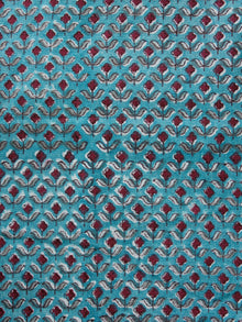 Teal Green Wine Red Hand Block Printed Cotton Fabric Per Meter - F001F1909