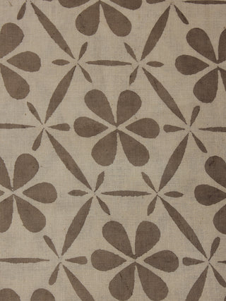 Beige Hand Block Printed Cotton Cambric Fabric Per Meter - F0916040