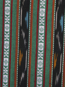 Green Black White Pochampally Hand Weaved Ikat Fabric Per Meter - F003F1263