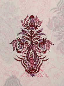 White Pink Red Hand Block Printed Cotton Fabric Per Meter - F001F2046