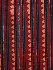 Red Blue Black Beige Ajrakh Hand Block Printed Cotton Blouse Fabric - BPA078