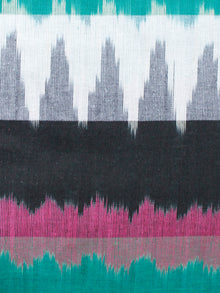 Black Green White Lavender Pochampally Hand Woven Ikat Cotton Fabric Per Meter - F002F1456