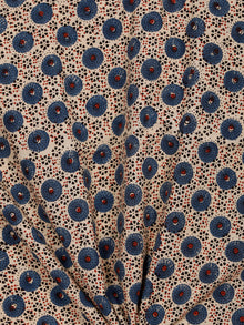 Beige Indigo Black Rust Ajrakh Hand Block Printed Cotton Fabric Per Meter - F003F1788
