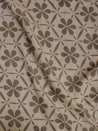Beige Hand Block Printed Cotton Cambric Fabric Per Meter - F0916040