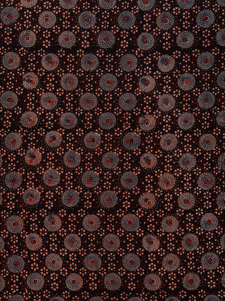 Black Indigo Beige Rust Ajrakh Hand Block Printed Cotton Fabric Per Meter - F003F1789