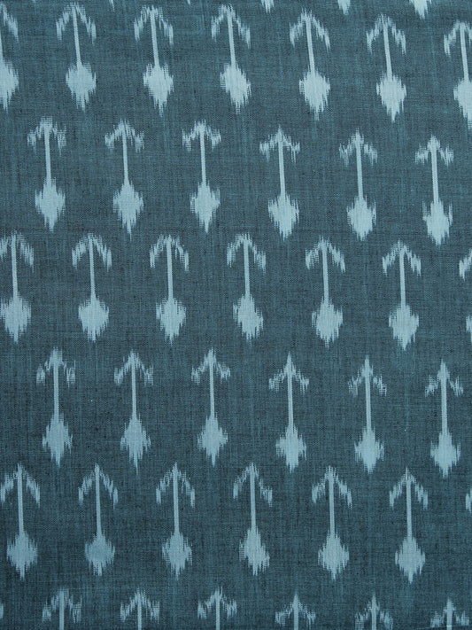 Teal Blue Pochampally Hand Weaved Ikat Mercerised Fabric Per Meter - F003F1265