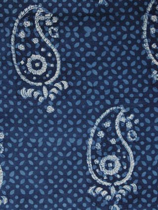 Indigo Maroon Hand Block Printed Cotton Fabric Per Meter - F001F1101